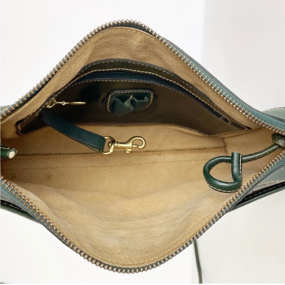 Brahmin Vintage Green Croco Embossed Leather Crossbody Purse Bag - Picture 3 of 3